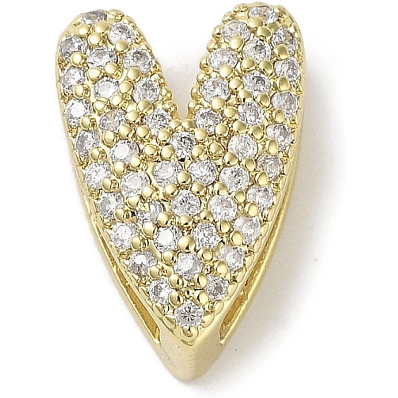Charm en cœur en zircon cubique clair micro pave en laiton Rack Plating — Perles à bijoux