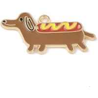 Pendentif Charm Hot Dog en Or Clair, Émail en Alliage, 29.5mm — Breloques et pendentifs