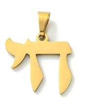Pendentif Chai juif en acier inoxydable 201, plaqué or 18K — Breloques et pendentifs
