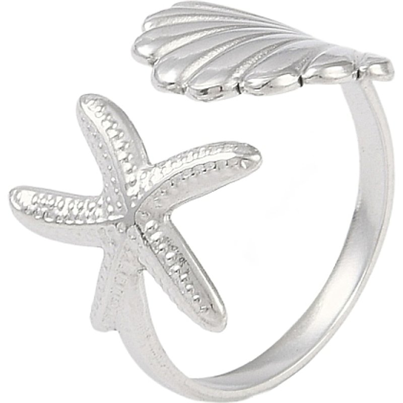 Bagues ouvertes en acier inoxydable 304 en forme d'étoile de mer et de coquillage — Bijoux fantaisie