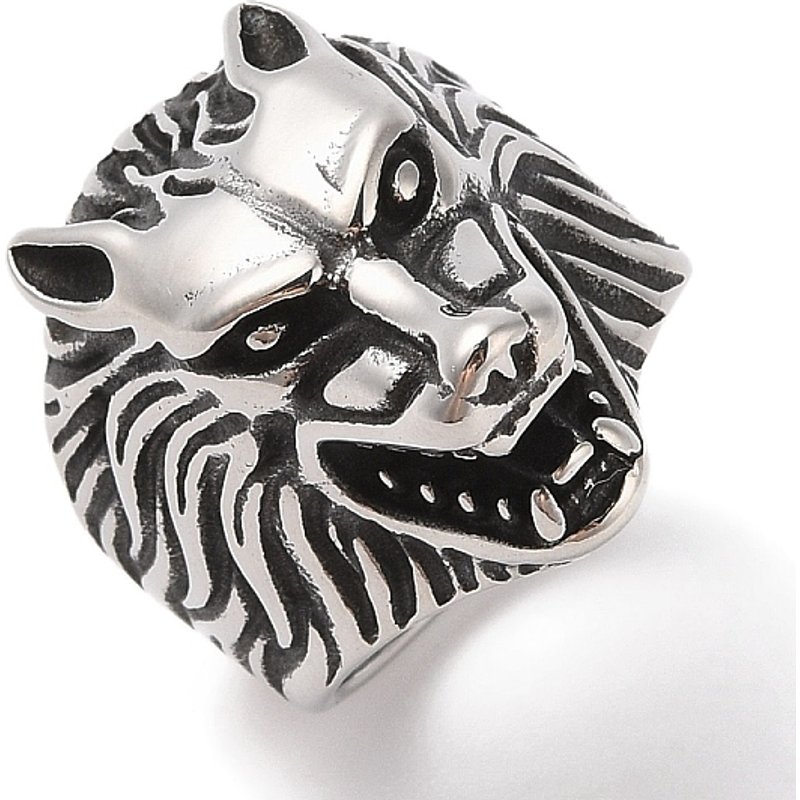 Bague Large Tête de Loup Viking pour Hommes, Argent Vieilli, Taille 10 — Bijoux fantaisie