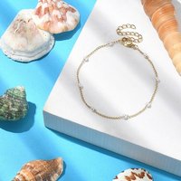 Bracelet Chaîne en Perles de Verre Plaqué Or 18K en Acier Inoxydable — Bracelet Femme