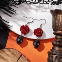Boucles d'oreilles pendantes en acier inoxydable 304 avec fleur en corail — Bijoux fantaisie