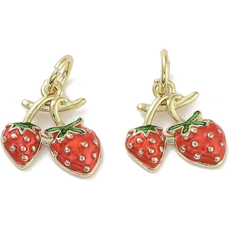 Charm Fraise Rack Plating, Plaqué Or 18K, Sans Cadmium ni Plomb — Breloques et pendentifs