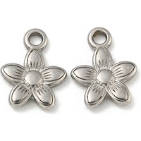 Non-Tarnish 304 Stainless Steel Flower Charm, 14.5x11.5mm