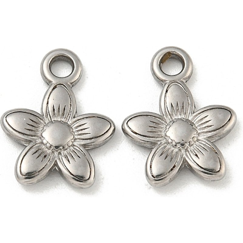 Charm en Acier Inoxydable 304 Non-Tarnissant, Fleur, 14.5x11.5mm — Breloques et pendentifs