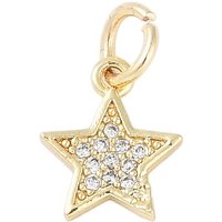 Rack Plating Brass Star Charms with Clear Cubic Zirconia