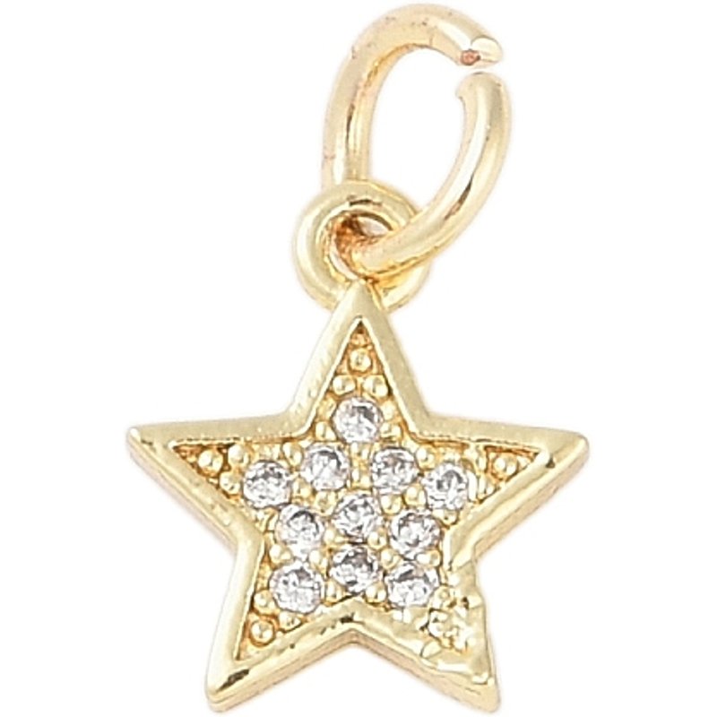 Rack Plating Brass Star Charms with Clear Cubic Zirconia — Charms & Pendants