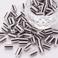 Perles Tubulaires en Verre, Noires Opaques, Trou Rond, 8-10x4mm, 200pcs