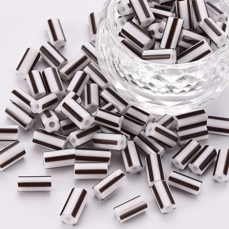 Glass Bugle Beads, Opaque Black, Round Hole, 8-10x4mm, 200pcs — Jewelry Beads