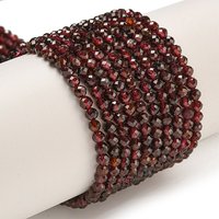 Brins de perles en grenat naturel, ronds facettés, 3-3.5mm, 140pcs