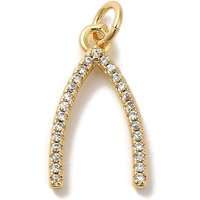 Rack Plating Brass Micro Pave Cubic Zirconia Wishbone Pendant — Charms & Pendants