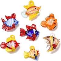 Handmade Lampwork Fish Pendants in Mixed Colors