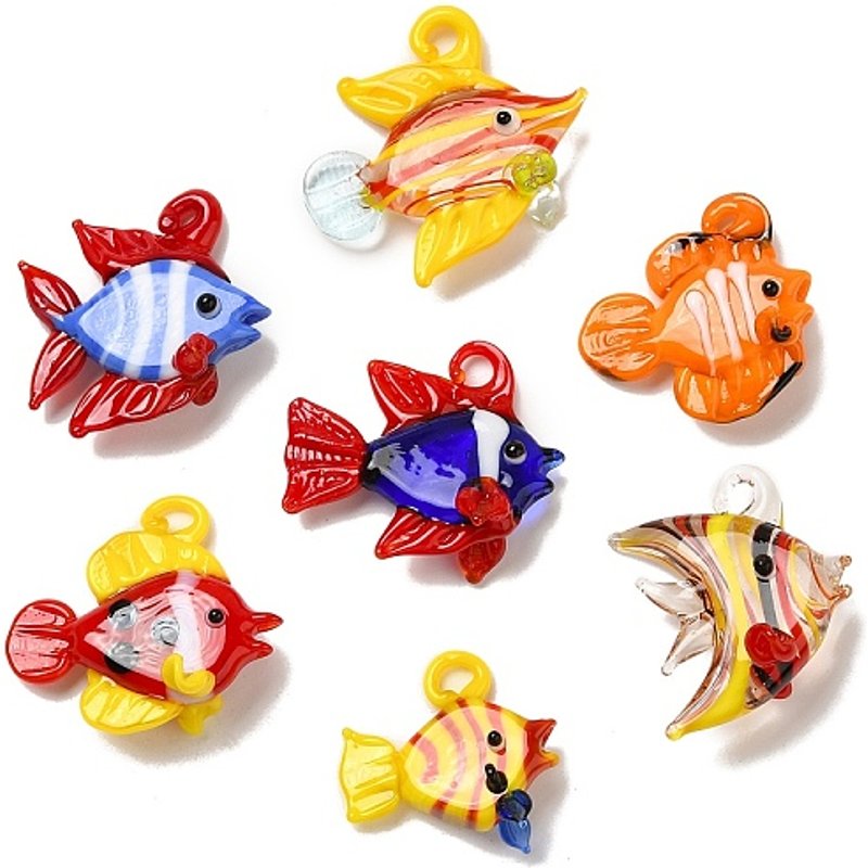 Handmade Lampwork Fish Pendants in Mixed Colors — Charms & Pendants