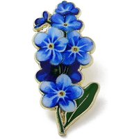 Flower Series Zinc Alloy Enamel Brooch, Blue, 39x18mm