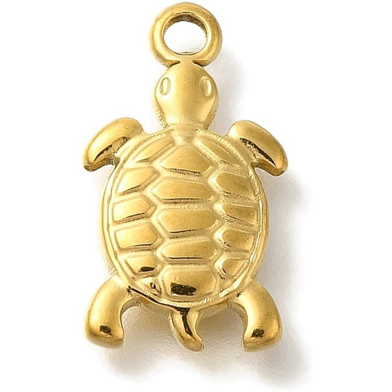 Pendentif Tortue Thème Océan en Acier Inoxydable 304 avec Plaquage en Or 18K — Breloques et pendentifs