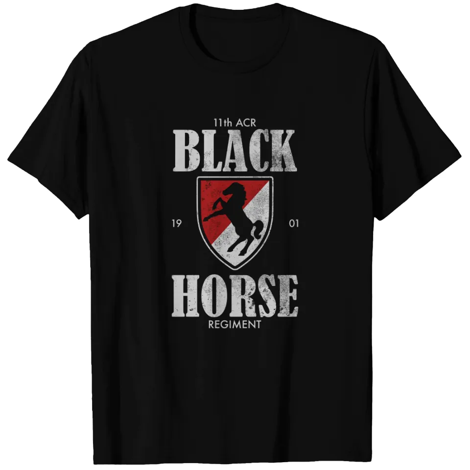 T-shirt régiment blindé 11e cavalerie (distressé) - Régiment de cheval noir