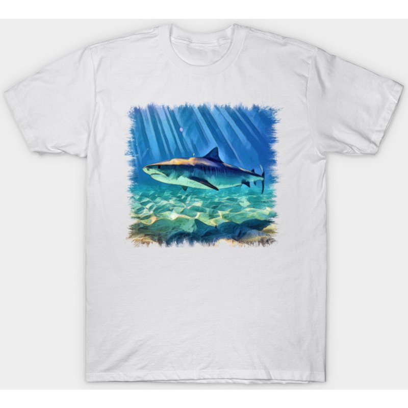 Tiger Shark Design Men's T-Shirt - Black — Mens T Shirts