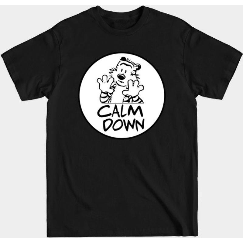 T-shirts Calvin And Hobbes Calm Down White Circle pour hommes — T-shirts pour hommes