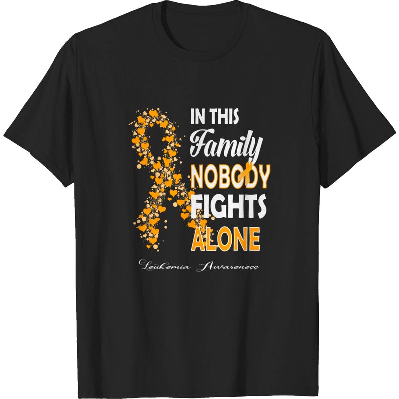 T-shirt In This Family Nobody Fights Alone - Sensibilisation au leucémie — T-shirts pour hommes