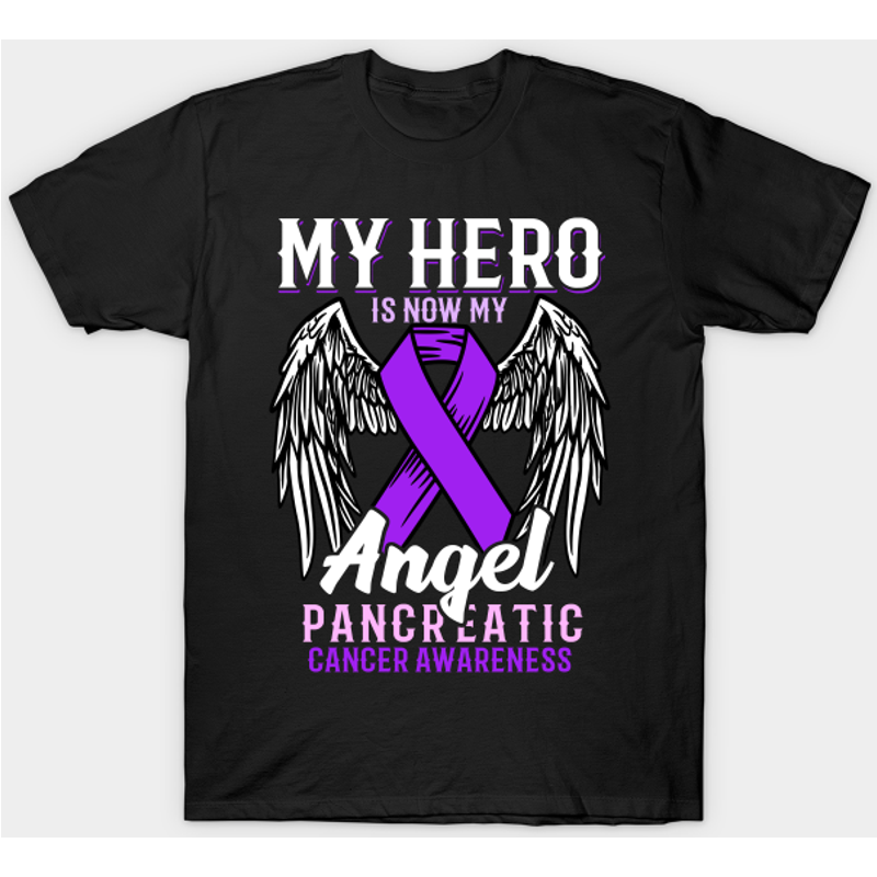 Mon Héros Est Maintenant Mon Ange T-Shirt de Sensibilisation au Cancer Pancréatique — T-shirts pour hommes