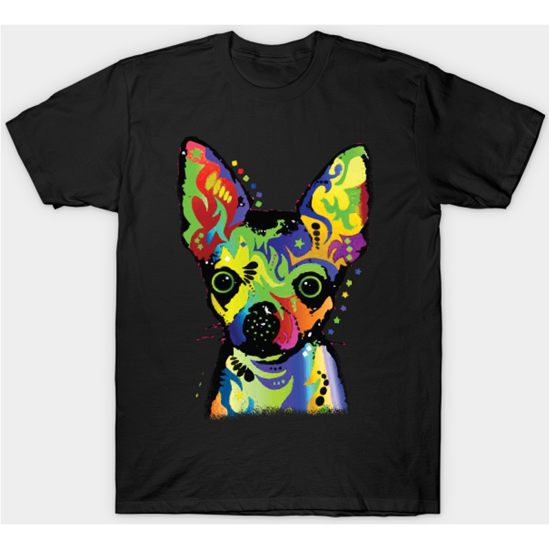 T-shirt Coloré Abstrait Chihuahua pour Hommes Amoureux des Chiens — T-shirts pour hommes