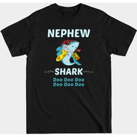 T-shirt noir Family Shark 1 NEPHEW pour hommes