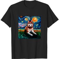 T-shirt Rouge et Blanc Husky Night pour Hommes — T-shirts pour hommes