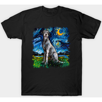 T-shirt pour hommes avec art de l'Irish Wolfhound Starry Night