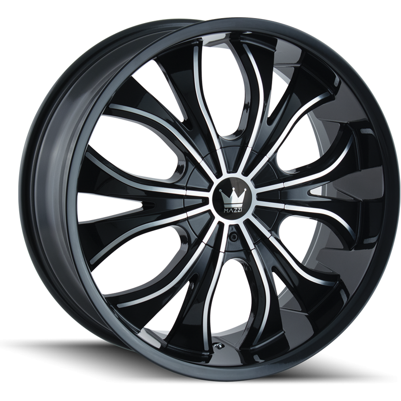 Mazzi 342 Hustler Gloss Black Machined Wheels - 24x9.5 - 5x115 — Wheels & Rims