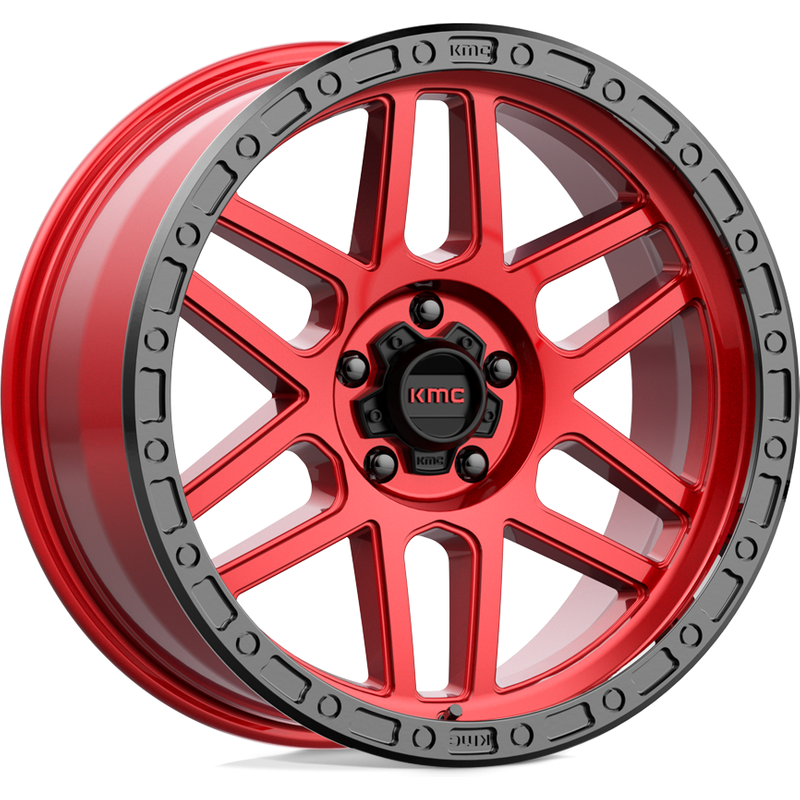 KMC KM544 Mesa Red Black Lip 20x9 Rims 5x127 Bolt Pattern 0 Offset — Wheels & Rims