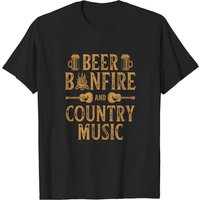 T-shirt Musicien de Country avec Bière et Feu de Camp pour Hommes — T-shirts pour hommes