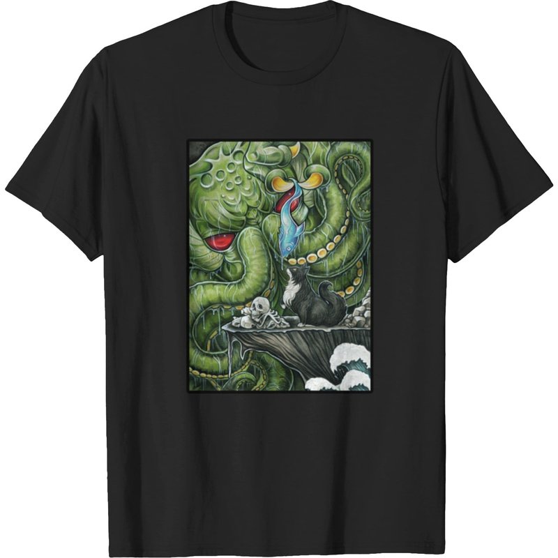 T-shirt pour hommes Cthulhu Feeding Cat - Thème horreur