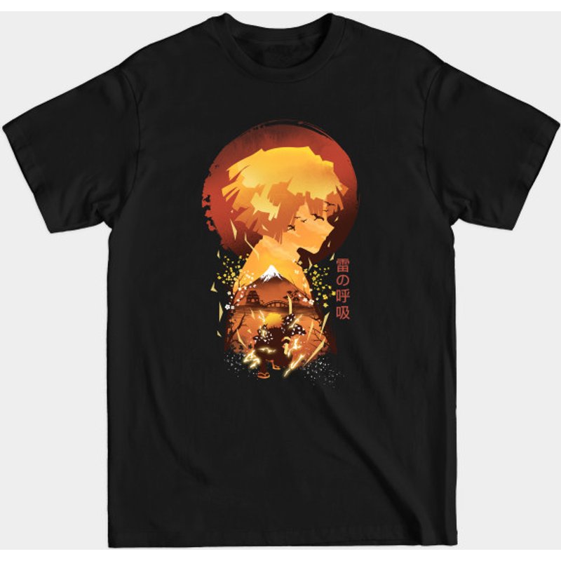 Ukiyo E Breath Of Thunder - Demon Slayer Men's T-Shirt — Mens T Shirts