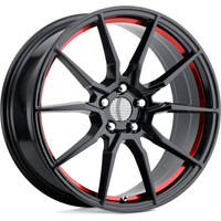 Performance Replicas PR193 Gloss Black Red Machined Wheels 20x10