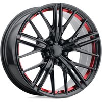 Performance Replicas PR194 Gloss Black Red Machined Wheels 20x11