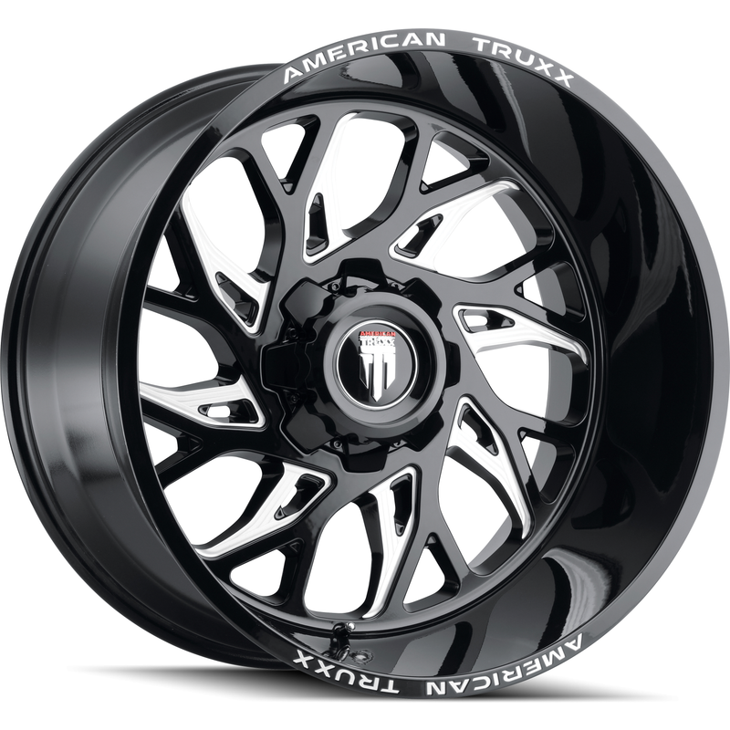 American Truxx AT1913 Destiny Gloss Black Milled 20x10 Rims — Wheels & Rims