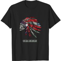 T-shirt Creek Drapeau Amérindien avec Coiffe pour Hommes