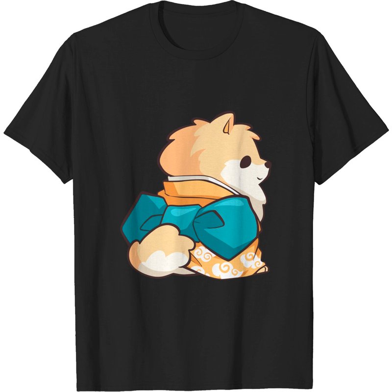 Kimono Pomeranian Men's T-Shirt in Black — Mens T Shirts