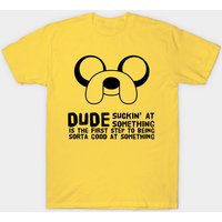 T-shirt Dude Suckin At Something - Jake The Dog - Noir pour Homme — T-shirts pour hommes