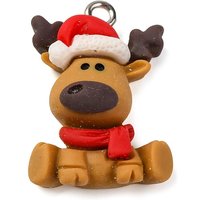 Christmas Theme Elk Cartoon Resin Pendant with Platinum Iron Loop