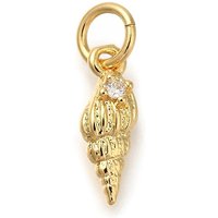 Rack Plating Brass Micro Pave Cubic Zirconia Shell Charms