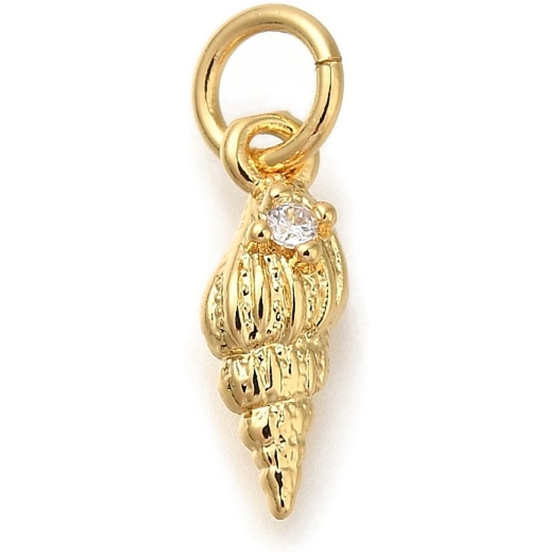 Rack Plating Brass Micro Pave Cubic Zirconia Shell Charms — Charms & Pendants