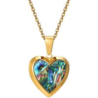 Collier Pendentif en Acier Inoxydable avec Coeur en Coquille de Paua — Collier pendentif