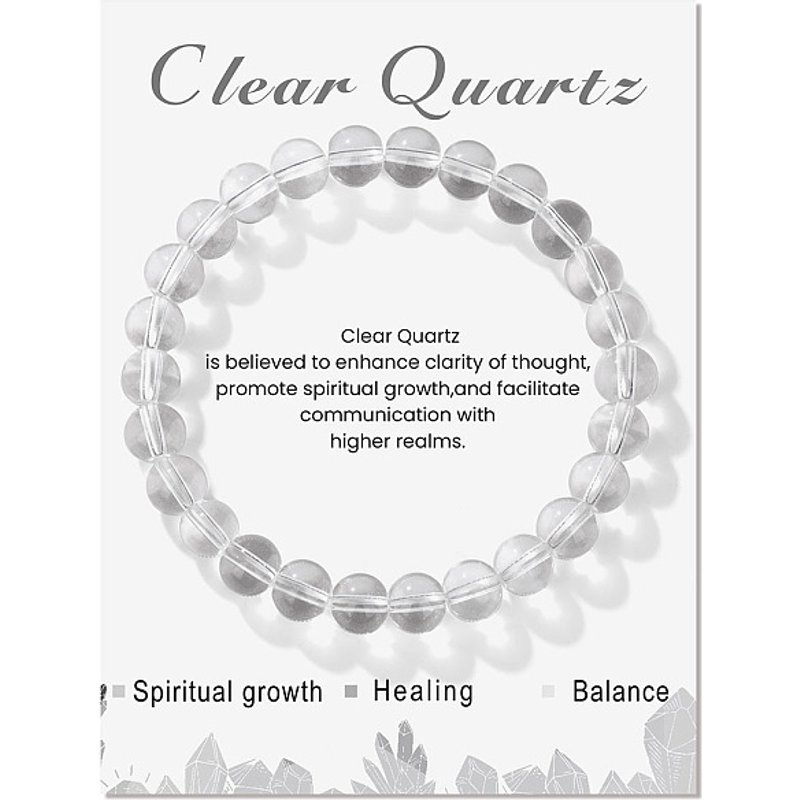 Bracelet Élastique Rond en Cristal de Quartz Naturel, 7-1/2 pouces — Bracelet Femme