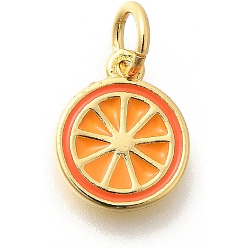 18K Gold Plated Brass Enamel Fruit Charm with Jump Ring — Charms & Pendants