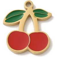 304 Stainless Steel Enamel Cherry Fruit Charm — Charms & Pendants