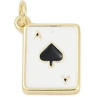 Brass Enamel Playing Card Charms with Jump Ring, 18K Gold Plated