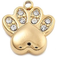304 Stainless Steel Cat Paw Print Charm with Crystal Rhinestones — Charms & Pendants
