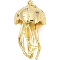 Brass Micro Pave Cubic Zirconia Jellyfish Charms, 18K Gold Plated